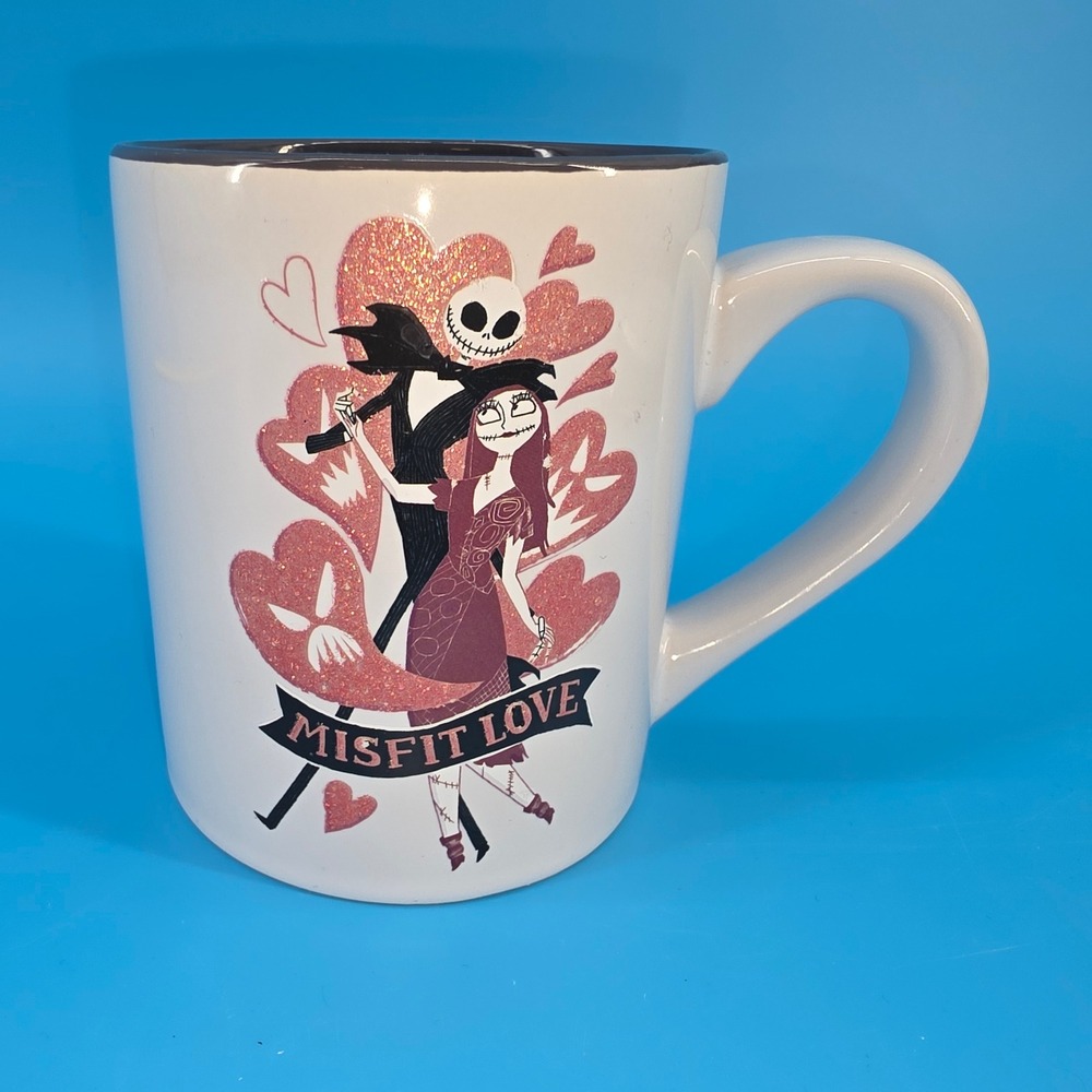 Disney Nightmare Before Christmas Jack Sally Misfit Love Glitter Mug
